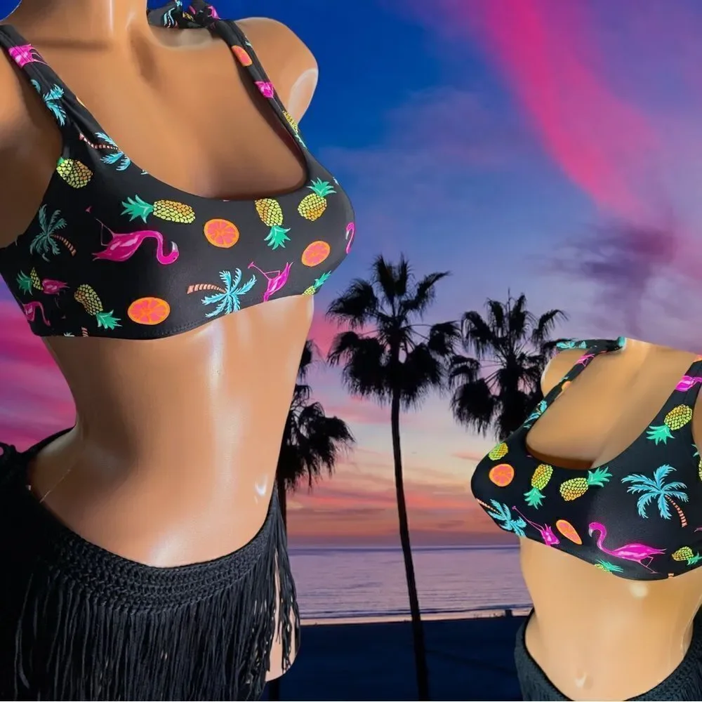 Xhilaration l Bikini, Bathing suit top Top Tie, Hook Back l Black l XS l EUC